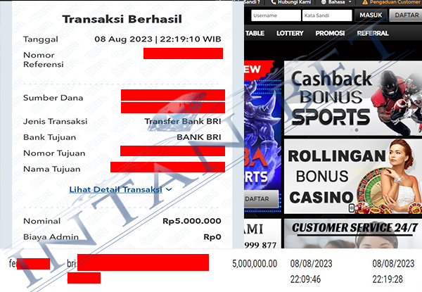 Bukti Kemenangan WD IDR 5.000.000 | Intanbet