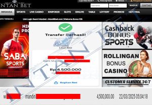 Bukti Kemenangan WD IDR 4.500.000 | Intanbet