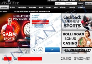 Bukti Kemenangan WD IDR 2.300.000 | Intanbet