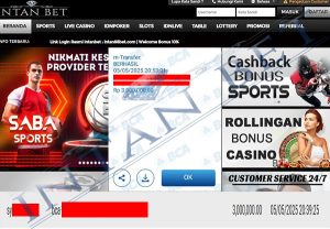 Bukti Kemenangan WD IDR 3.000.000 | Intanbet