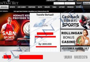 Bukti Kemenangan WD IDR 1.800.000 | Intanbet