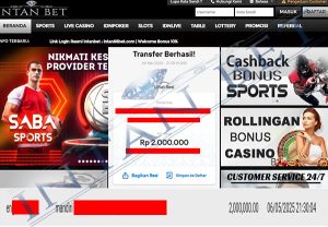 Bukti Kemenangan WD IDR 2.000.000 | Intanbet