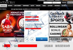 Bukti Kemenangan WD IDR 1.005.000 | Intanbet