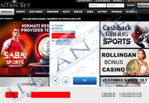 Bukti Kemenangan WD IDR 3.000.000 | Intanbet