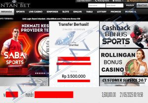 Bukti Kemenangan WD IDR 3.500.000 | Intanbet
