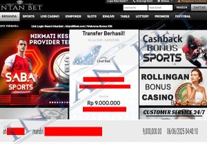 Bukti Kemenangan WD IDR 9.000.000 | Intanbet