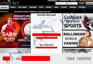 Bukti Kemenangan WD IDR 1.100.000 | Intanbet