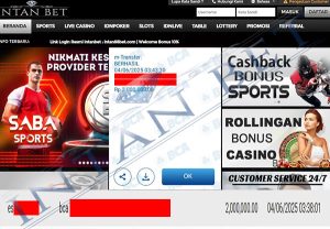 Bukti Kemenangan WD IDR 2.000.000 | Intanbet