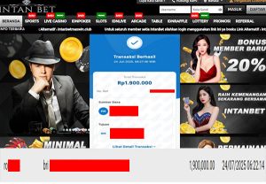 Bukti Kemenangan WD IDR 1.900.000 | Intanbet