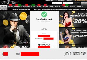 Bukti Kemenangan WD IDR 1.00.000 | Intanbet