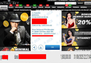 Bukti Kemenangan WD IDR 1.800.000 | Intanbet